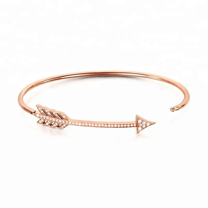 Saudi arabia jewelry 925 silver arrow bangle 18k gold bracelet for women
