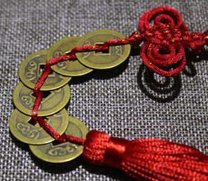 Kırmızı çin düğüm FENG SHUI 6 Set şanslı Charm antik paralar refah koruma iyi şans ev araba dekor - Product Image 2
