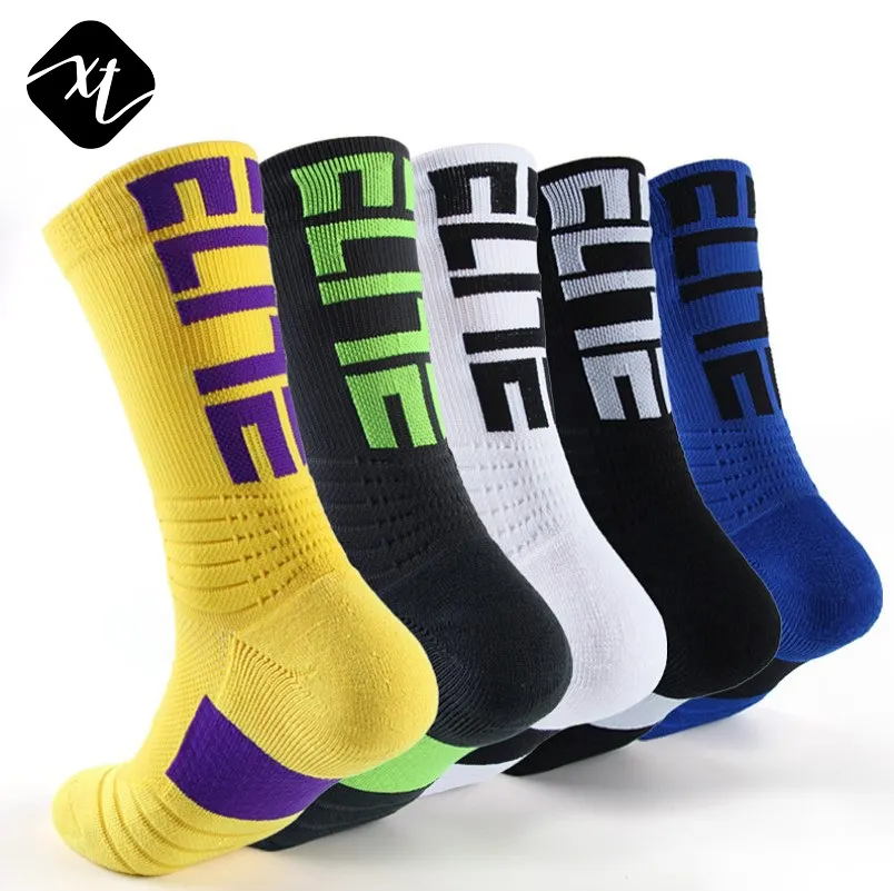 Calcetines deportivos de alta calidad para hombre, medias gruesas y acolchadas con logo personalizado, atléticas, para baloncesto y correr