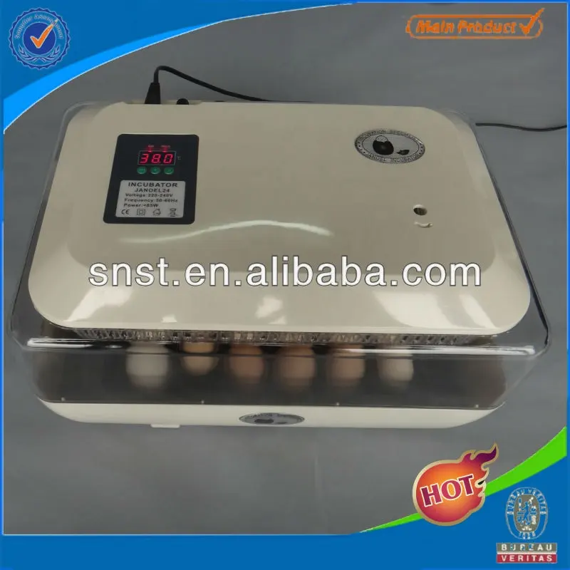 Automatic 24 eggs chicken incubator, work indicating lamp, temperature and Humidity.