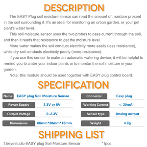 Keyestudio EASY plug Soil humidity <strong>Sensor</strong> Module <strong>for</strong> <strong>Arduino</strong>