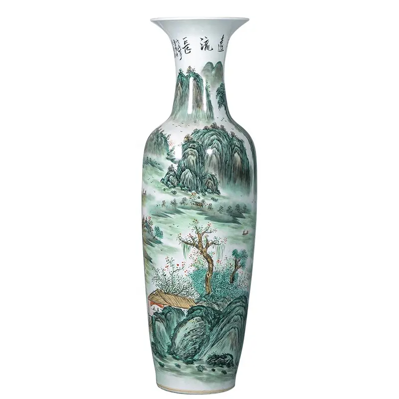 Vaso de chão grande chinês, 160cm de altura de decoração ao ar livre vaso de cerâmica verde grande