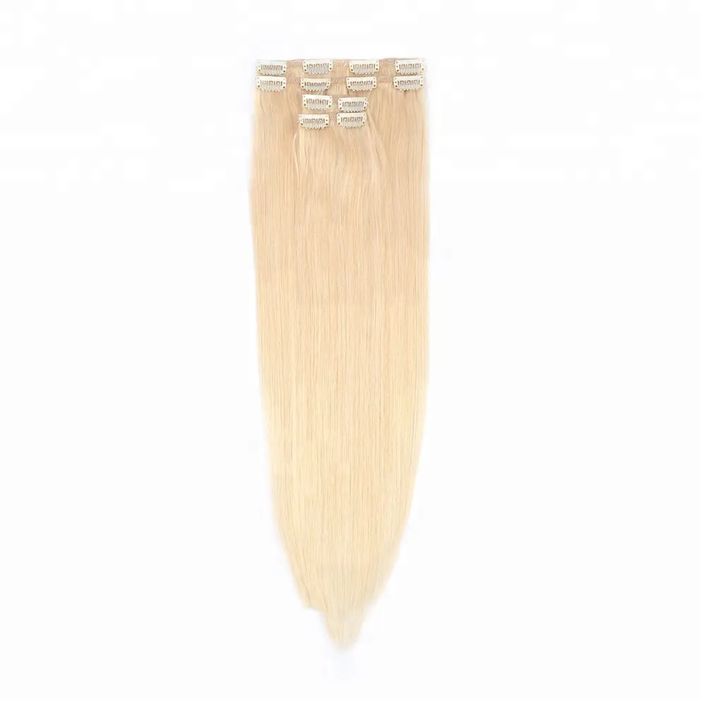 40 Inch Virgin Double Drawn Seamless Human Blonde Clip In Brazilian Human Hair Extension