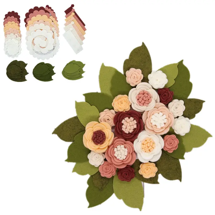 Conjunto de flores artificiales para manualidades, tela de fieltro, flores para diadema de bebé