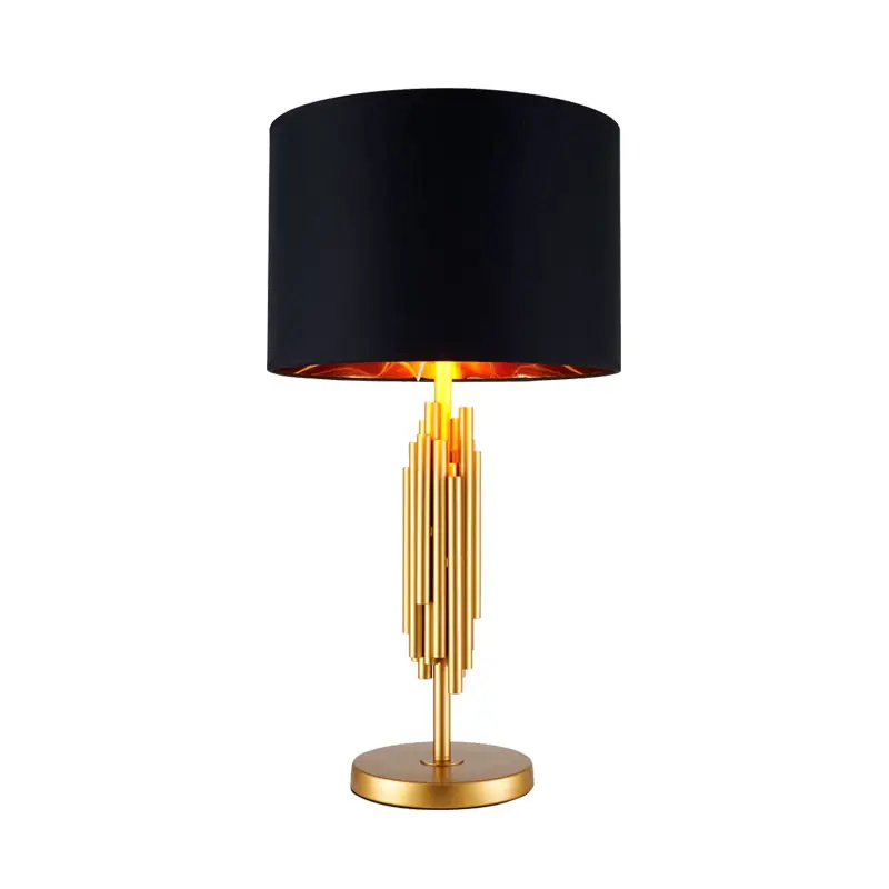 Lampada da tavolo con Base in metallo paralume in tessuto di lino bianco e nero lampada da comodino moderna per soggiorno camera da letto luce elegante