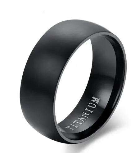 Pure titanium ornaments European and American fashion men domed ring classic black titanium ring