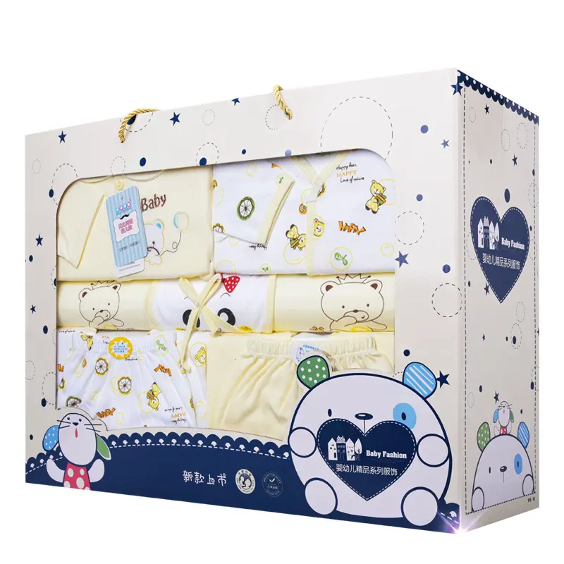 Benutzer definierte handgemachte Luxus Baby decke Griff starre Pappe Papier Koffer Baby Kinder Geschenk box mit PVC-Fenster