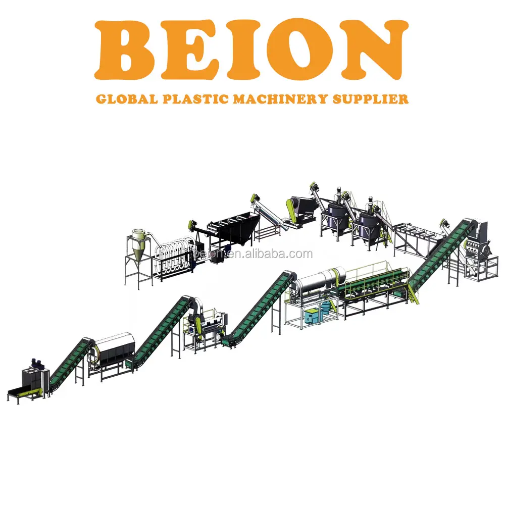 BEION-máquina de reciclaje de PET, 500 kg/h, planta de reciclaje de botellas de pet, línea de lavado de escamas de mascotas