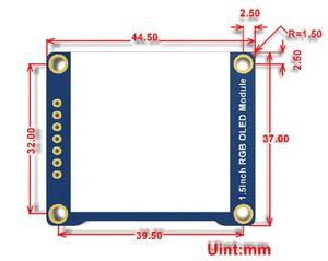 1,5-Zoll-RGB-OLED-Anzeigemodul 128x128, 16-Bit-Hochfarb-SPI-Schnittstelle mit kleinem Bildschirm Kompatibel Raspberry Pi /Arduinos/STM32