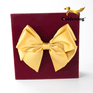 <strong>Gold</strong> Color Pre Made Self Adhesive Polyester Making Satin Ribbon <strong>Bow</strong> for Box Packing - Product Image 2