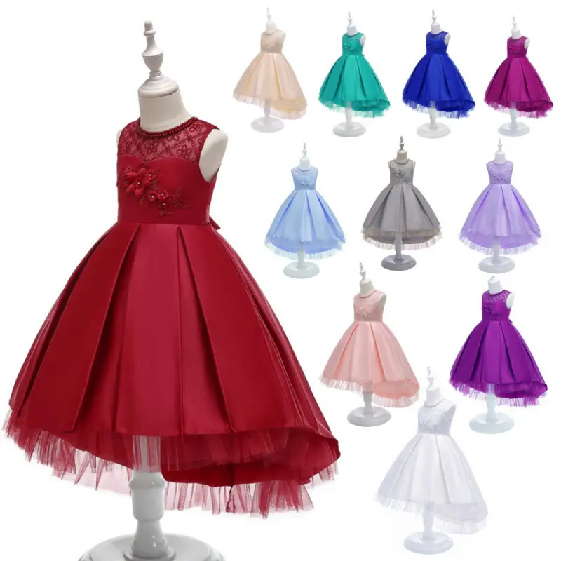 Abiti per ragazze disegni ultimi 2019 nuovo design lungo pizzo vestiti per bambini piccoli bambini abiti da principessa per feste di fiori