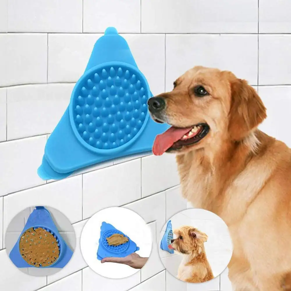 Alimentazione del cane leccare Pad Silicone Pet Shower distrazione giocattolo bagno Grooming Helper burro di arachidi Mat Suctions to Wall