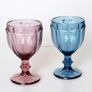 Embossed Pattern Glass <strong>Goblet</strong> Different <strong>Types</strong> <strong>of</strong> Drinkware and Wine Glass - Product Image 1