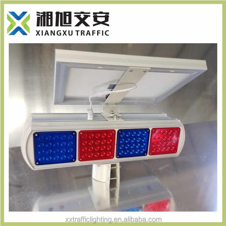 User-defined Solar LED Warning Traffic Light with Blue Red Color