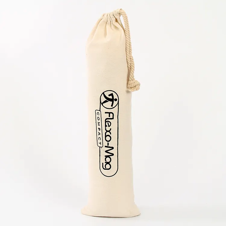 Custom Logo Gift Small Packaging Double String Handbag linen pouch long cotton canvas fabric wine bottle drawstring bag