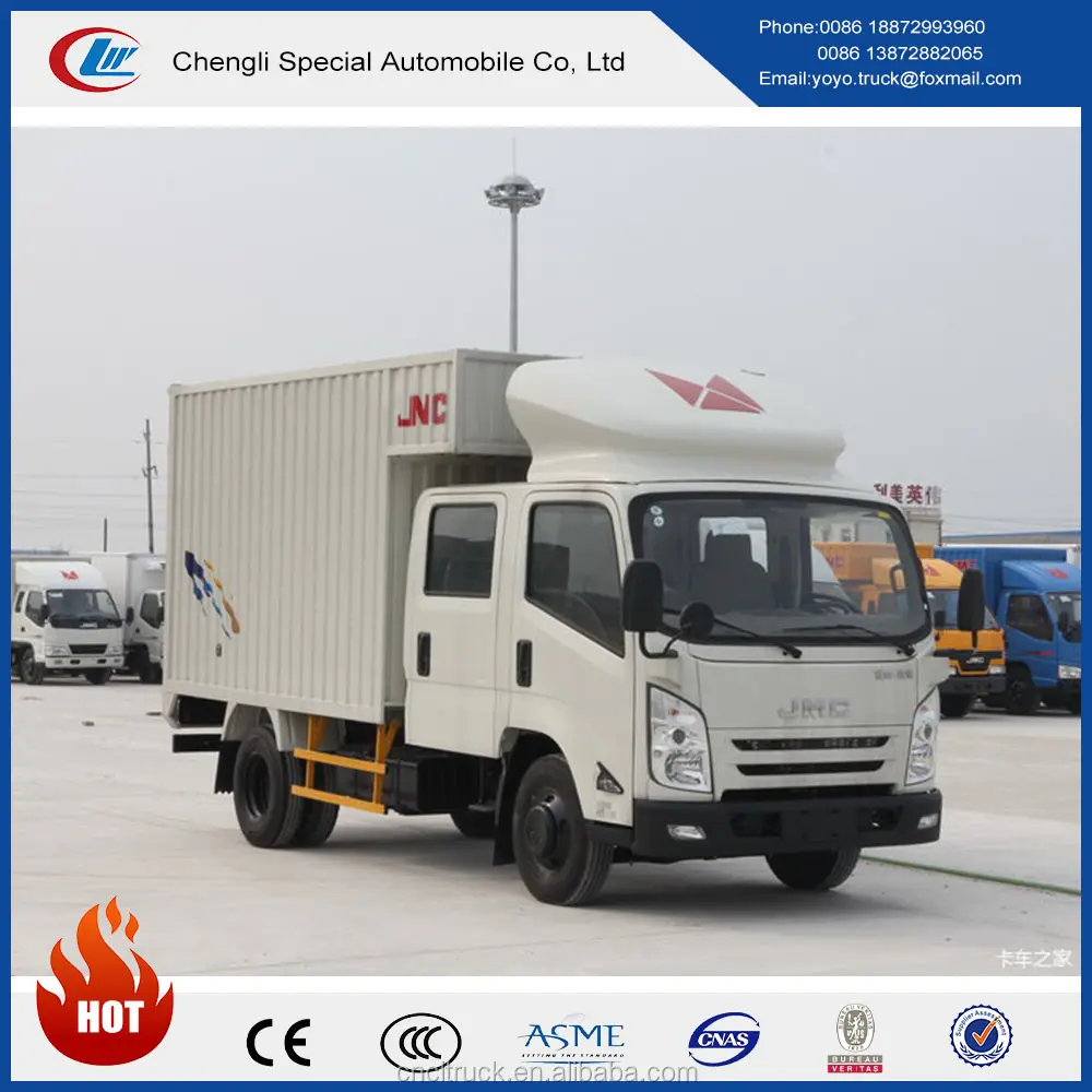 Çin düşük fiyat Sol el sürücü 4x2 4X4 5 tonne JMC Van ile kargo kamyonu Sıcak satış için Cezayir