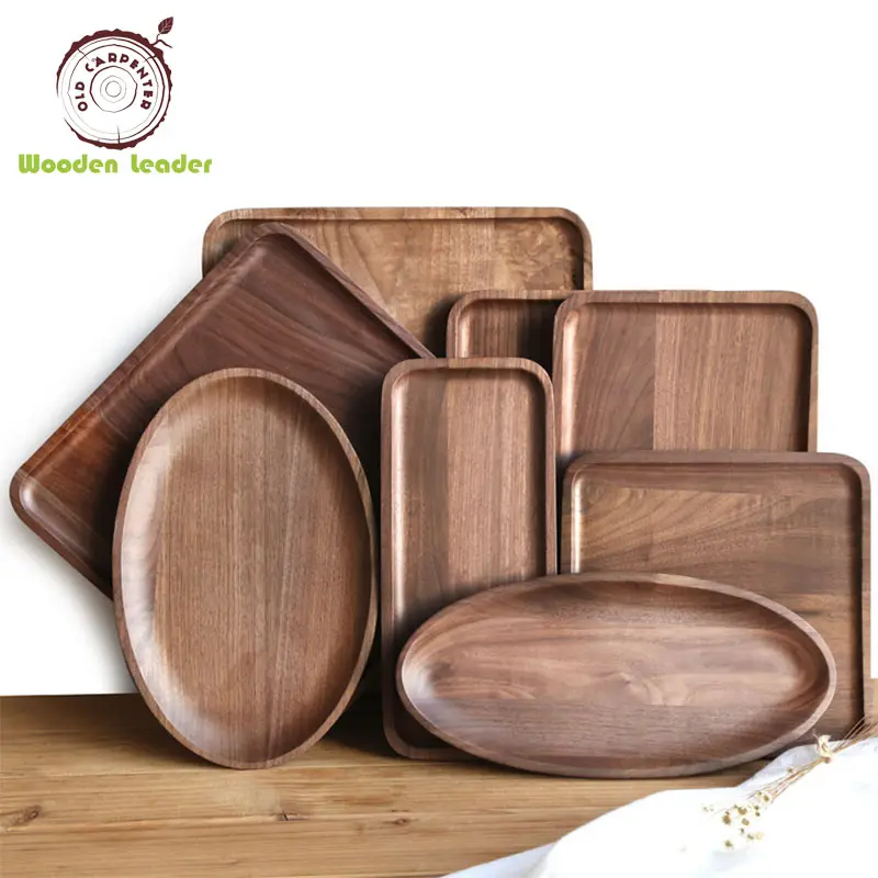 Bán Buôn Màu Đen Walnut Home Sử Dụng Ánh Sáng Tùy Chỉnh Keo BBQ Gỗ Ăn Sáng Bánh Mì Snack Tấm Tấm Tấm Tấm Dinner