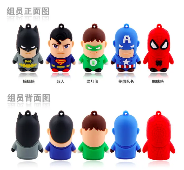 Personaggio dei cartoni animati Spiderman/superman pen drive usb3.0 usb 2.0 CLE usb memory stick supereroi flash drive