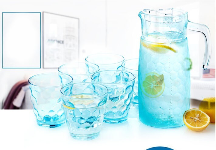 5PCS glass jug set/ water &juice jug set/glass pitcher with cup set glass water set