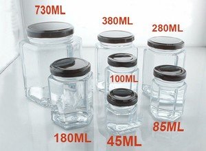 迷你六角玻璃罐黑色盖子奢华简约设计空食品蜂蜜香料酱储存灵感梅森罐