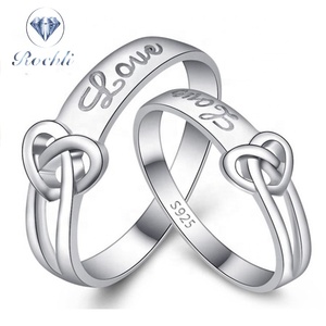 Listo para enviar nuevos productos calientes anillo de dedo par de anillos de plata de diseño de buen precio para boda compromiso aniversario San Valentín