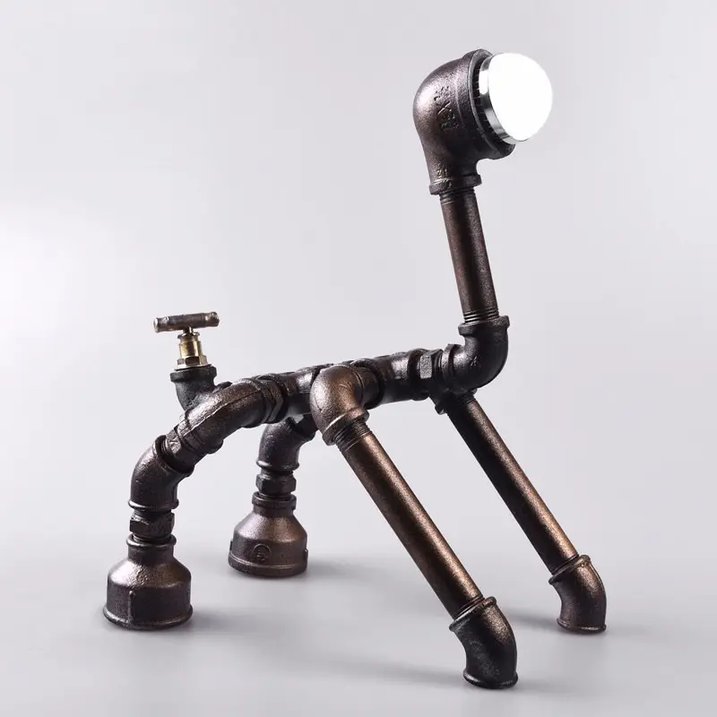6.25-2 robô cão tubos lâmpada feito à mão design original diy personalizado
