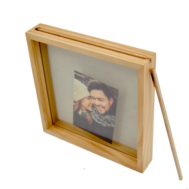 Caixa de sombra de madeira quadrada, personalizada, alta qualidade, foto 3d, moldura profunda de caixa de sombra