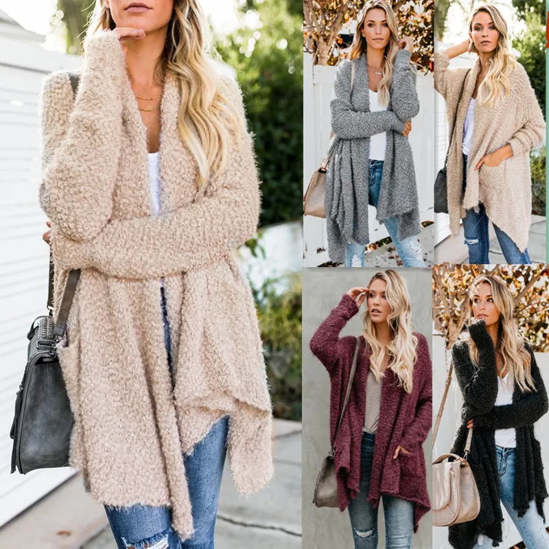 Wholesale 2018 fashion sexy women turn-down collar long sleeve woolen coats (C18734)