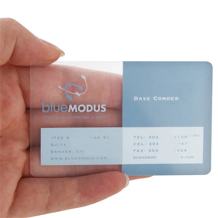 Custom card 85.5*54MM pvc clear printing business card plastic transparent business card