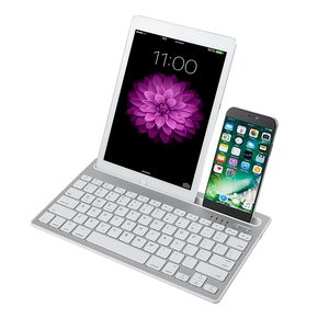 Teclado inalámbrico Universal multidispositivo de doble canal, recargable por Bluetooth con soporte resistente para Tablet, Smartphone, PC y Windows - Product Image 1