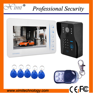 7 "Lcd cableado Color Video timbre de la puerta Monitor intercomunicador cámara de seguridad Visual Bell System Kit con Rfid Keyfobs, contraseña - Product Image 2