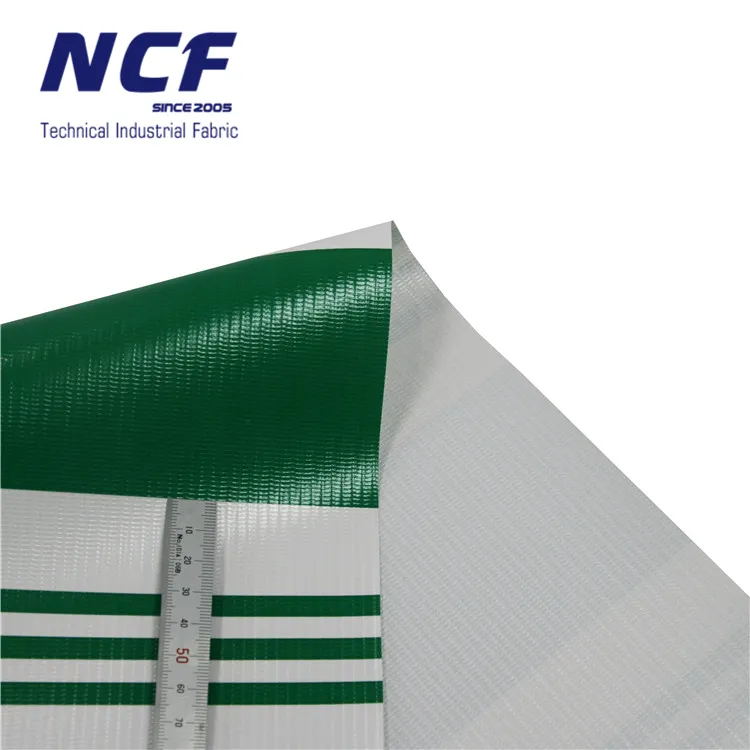 White/Green 550g/m2 PVC Striped Tarpaulin for Shop Awnings and Market Stalls