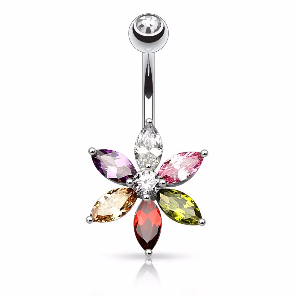 Mode Pferde augen Zirkon Jeweled Flower Belly Navel Piercing