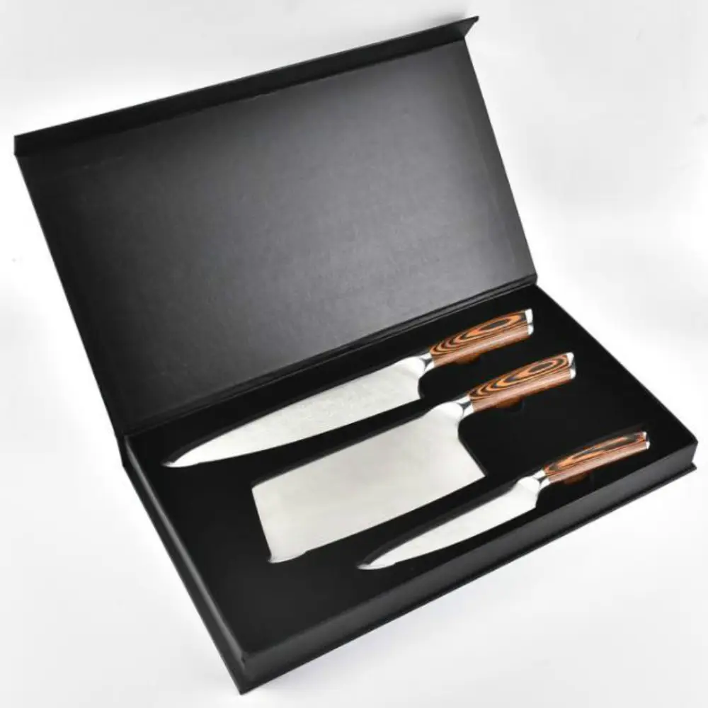 Grandsharp — ensemble de couteaux de cuisine, motif damas professionnel, avec emballage de boîte cadeau, 3 pièces