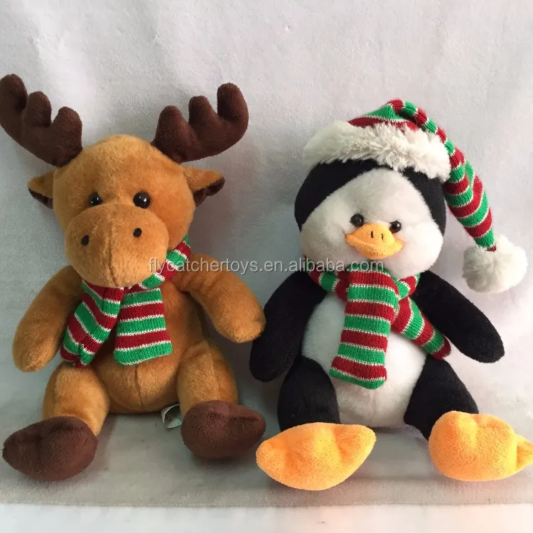 2019 nuovo di disegno su ordinazione della peluche giocattoli Di Natale per i regali per bambini, Renna, pinguini, regalo Di Natale