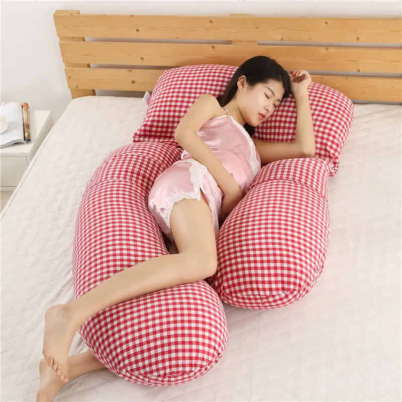 Il cuscino di maternità delle donne incinte a forma di F del corpo pieno di Comfort all'ingrosso 100% cotone allevia il dolore al sonno delle donne incinte