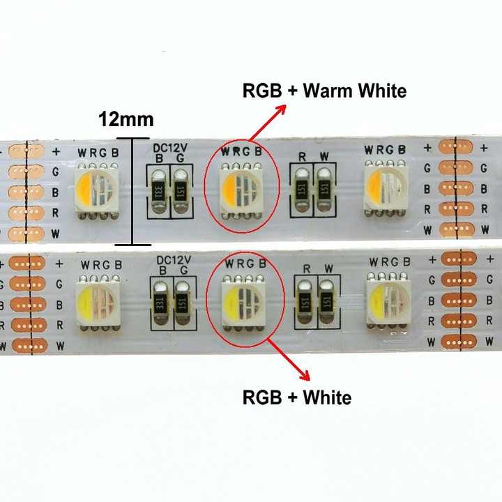 DC12V/24V 5 in 1 chip RGBWW RGBW 60leds/m RGB CCT Full Color SMD 5050 LED Strip Light