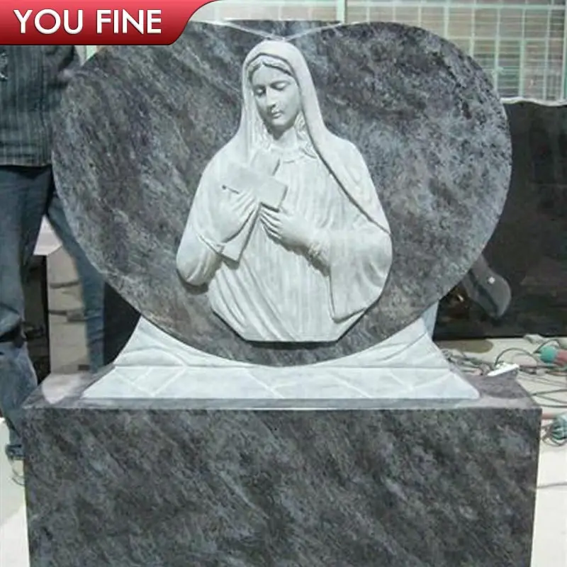 Trang Trí Khắc Màu Xám Đá Cẩm Thạch Các Virgin Mary Headstones