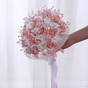 Độc Đáo Lãng Mạn Nhân Tạo Pe Hoa <span class=keywords><strong>Mini</strong></span> Bó Hoa Pha Lê Ngọc Trai Cô Dâu Phù Dâu Hoa Bó Hoa Cưới Cô Dâu Trang Trí - Product Image 6