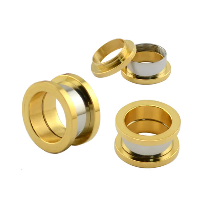 Competitive price medical steel gold ear tunnels body jewelry piercing wholesale