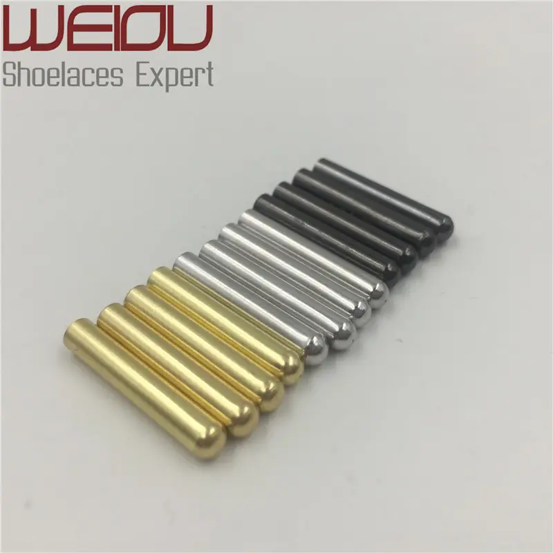 Weiou diameter3.8cm Metal Aglets Shoelaces Tips Head DIY Replacement Waxed Metal Tips Black Round Shoelace All