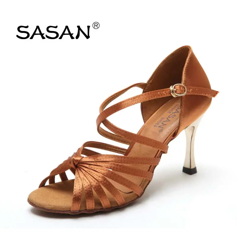 SASAN-zapatos de tacón metálico para mujer, calzado de baile latino, para Salsa, para boda, S121