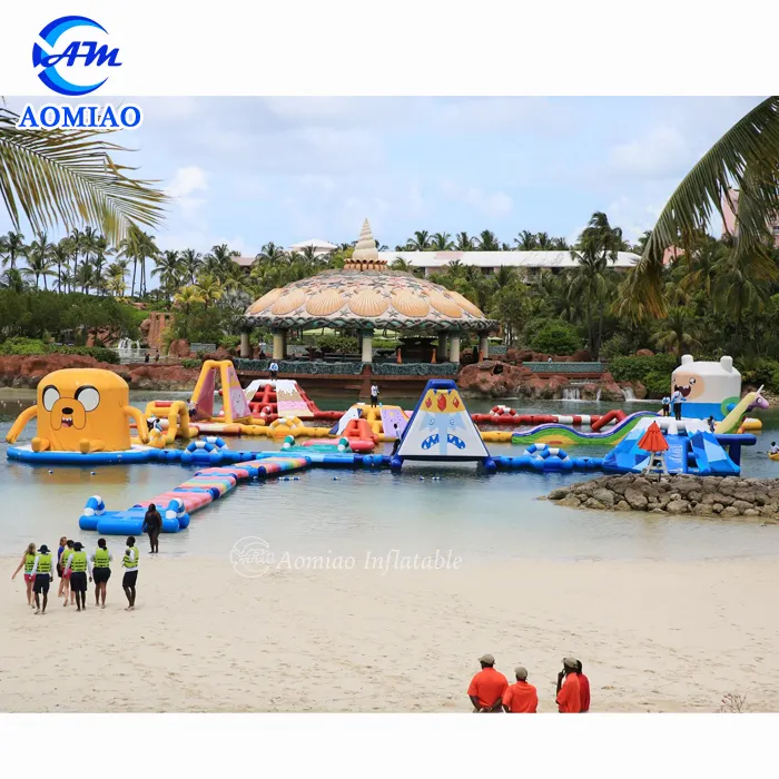Aqua Adventure Inflatable น้ำกีฬาเกมสวนน้ำลอยน้ำฝ่าอุปสรรค