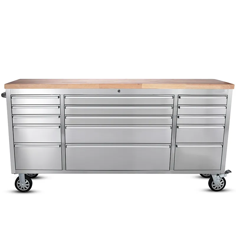 15 Drawer Work Bench Tool Chest Cabinet Stainless Steel Hot New 2019 Products 72" Black EVA Drawer Liners 6"*2" Caster HTC7215W