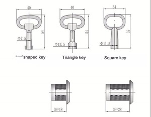 MS705-3三角シリンダー管状キーキャビネットドアクォーターターンカムロック - Product Image 6