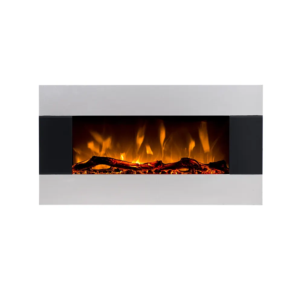 New design wall mounted electric fireplace home heater with artificial fire flame effect