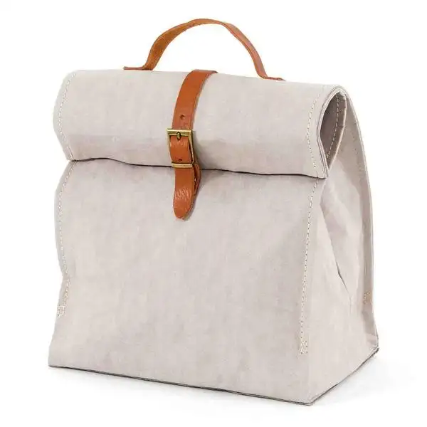 Personalizado lavable Kraft bolsas de papel minimalista Hipster bolsa de alta calidad, respetuoso del medio ambiente innovador bolsa de papel al por mayor