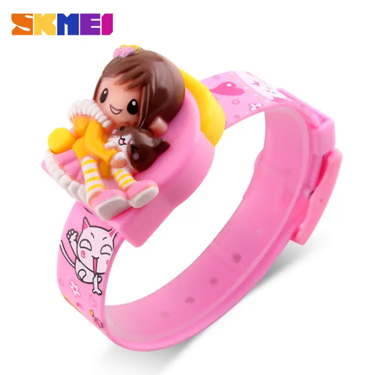 ของขวัญส่งเสริมการขายเด็กนาฬิกาสำหรับสาวสีชมพู Skmei นาฬิกาดิจิตอลสำหรับเด็ก