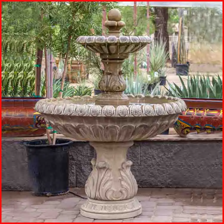 Fuente de agua de piedra redonda de granito para exteriores, fuente de pie de suelo de mármol para interior