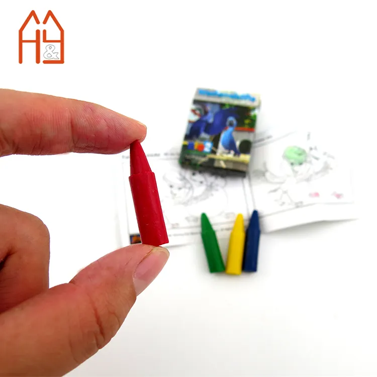 ชุด4Pcs 3Cm Mini ขนาดดินสอสี Crayon ชุดแพ็คในกล่องกระดาษของขวัญเด็ก